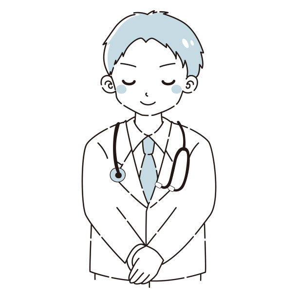 一名身穿白大褂的男子鞠躬的插图图片下载
