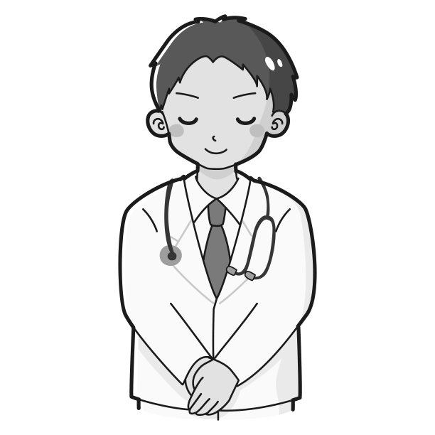 一名身穿白大褂的男子鞠躬的插图图片下载