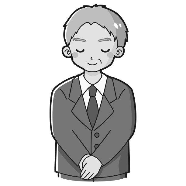 一个穿着西装的年长男子鞠躬的插图图片下载