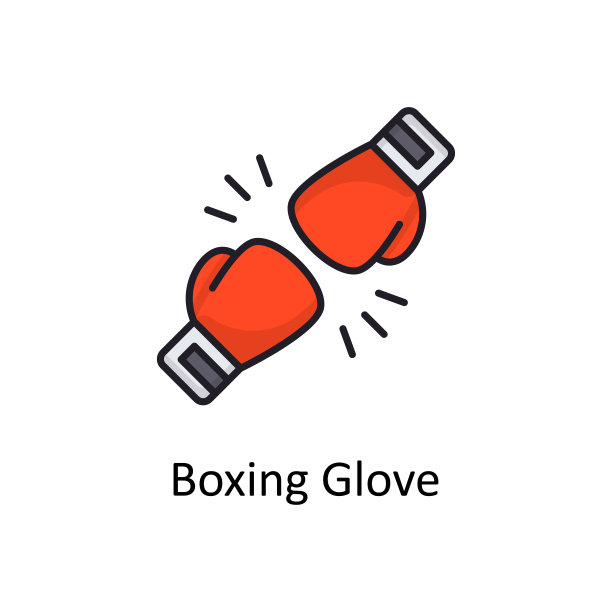 拳击手套矢量填充轮廓图标设计插图。体育和奖项符号在白色背景EPS 10文件图片下载
