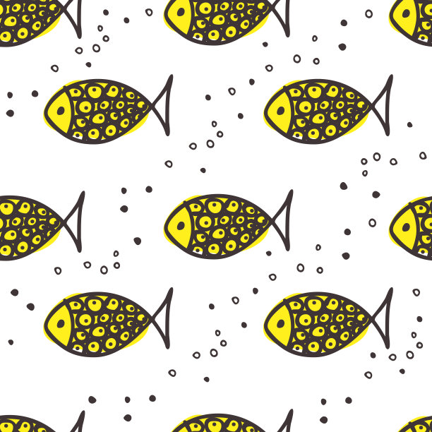无缝图案与鱼。矢量图图片下载