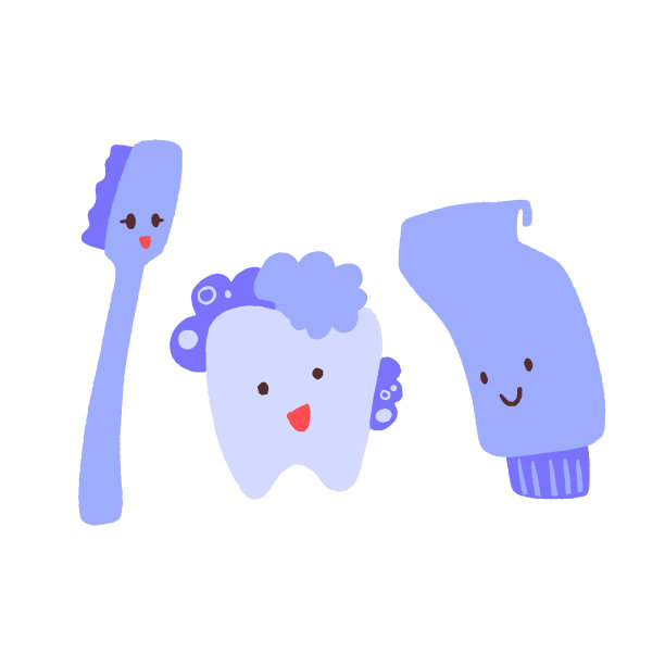 可爱的牙齿卡通人物与牙膏和牙刷。图片下载