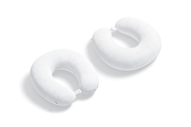 空白白色旅行枕模型，侧背视图图片下载