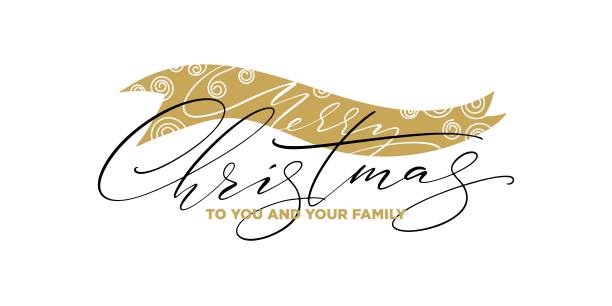 祝你和你的家人圣诞快乐。矢量优雅的贺卡或请柬。图片下载