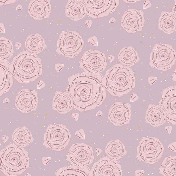 数码玫瑰和金色闪光图案在淡紫色的背景图片下载