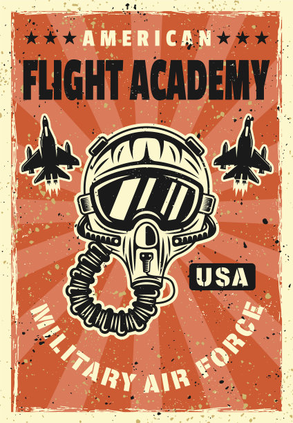 军事航空飞行学院复古海报图片下载