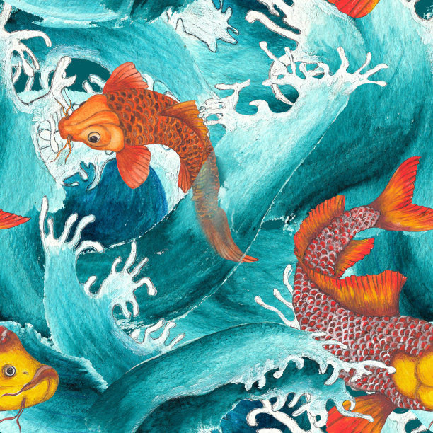 航海复古风格水彩无缝图案图片下载