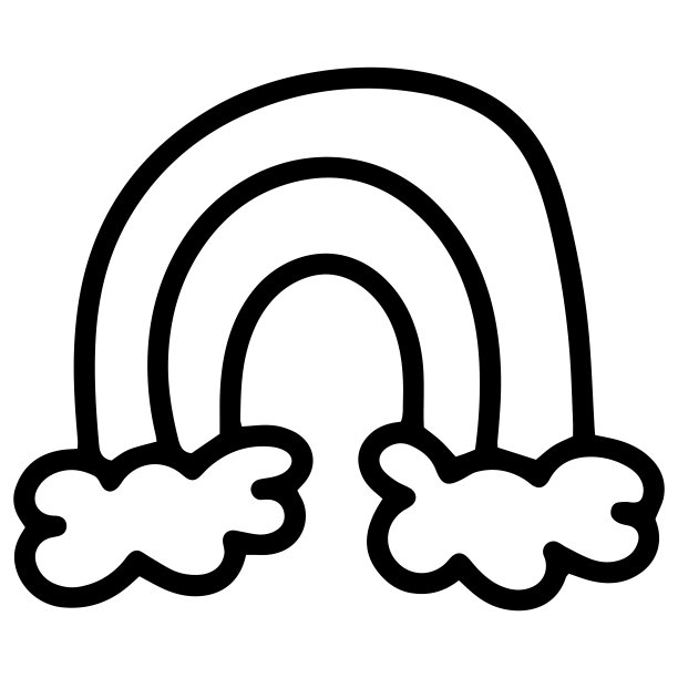 卡通涂鸦彩虹。图标矢量。轮廓简单的矢量插图。彩虹漫画线艺术。图片下载