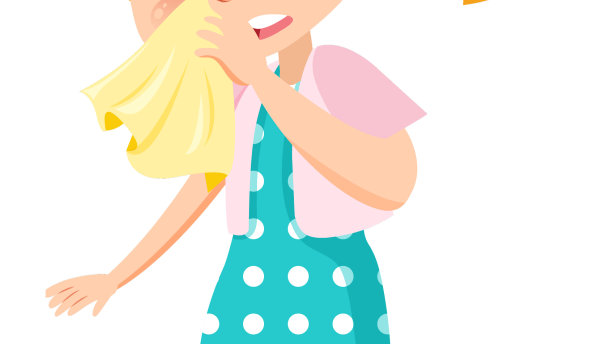 一个生病的卡通女孩在白色背景图片下载