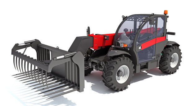 3D渲染重型建筑机械在白色背景图片下载