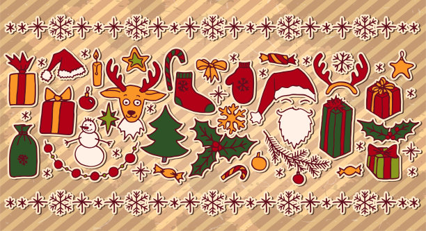 圣诞节涂鸦元素图片下载