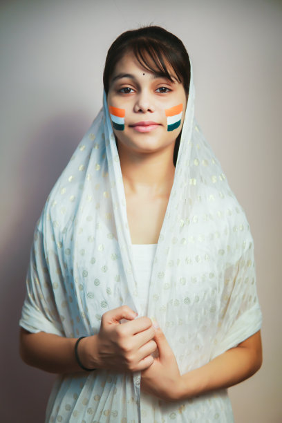 印度少女庆祝独立日(8月15日)。图片下载