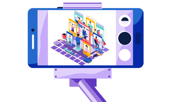 选择未来职业的概念。一个男生在虚拟屏幕上选择职业图片下载