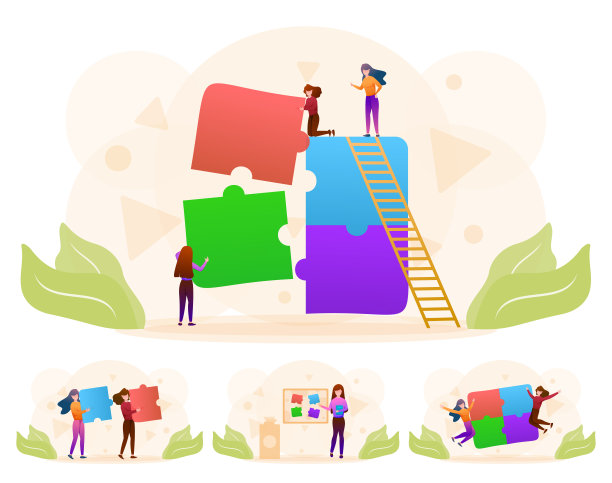 团队合作和成功的概念。商人建立商业拼图概念图片下载