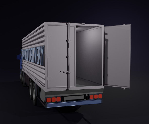海鲜运货卡车。带冷却室系统的输送车图片下载