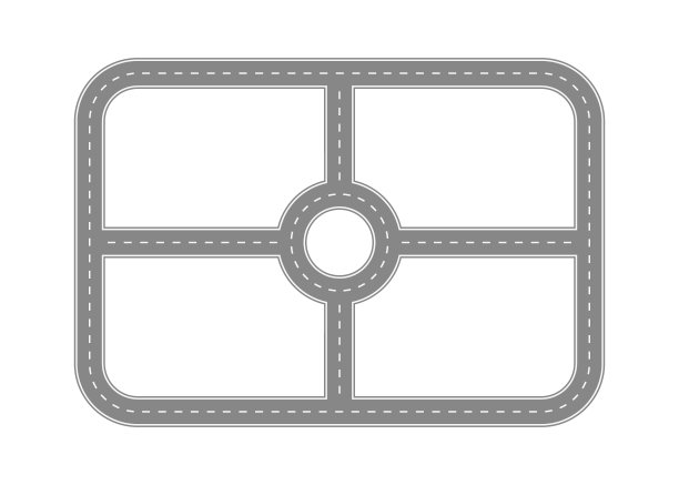 地图路径街道，道路和高速公路，俯视图。交通城市道路图。计划比赛路线。轨道柏油路转弯、交汇、回旋、十字路口。向量图片下载