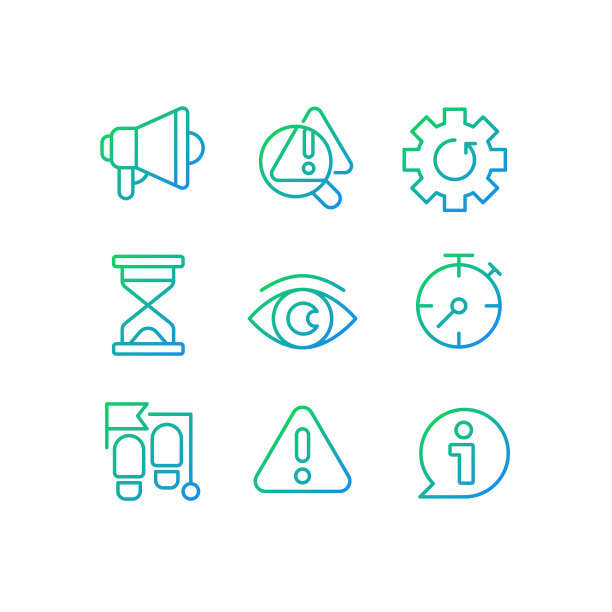 业务流程定时像素完美梯度线性矢量图标集图片下载