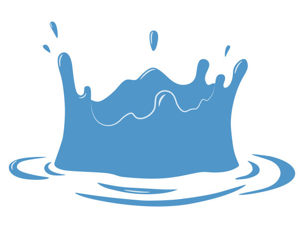 水花飞溅。阿卡。蓝色的波浪。卡通的眼泪。孤立的雨滴或汗珠，湿漉漉的水滴状露珠。图片下载