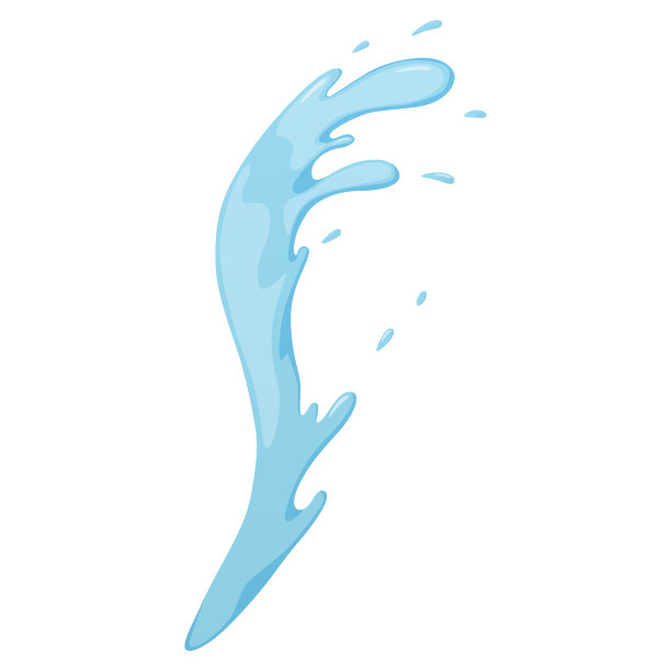 水花飞溅。阿卡。蓝色的波浪。卡通的眼泪。孤立的雨滴或汗珠，湿漉漉的水滴状露珠。图片下载