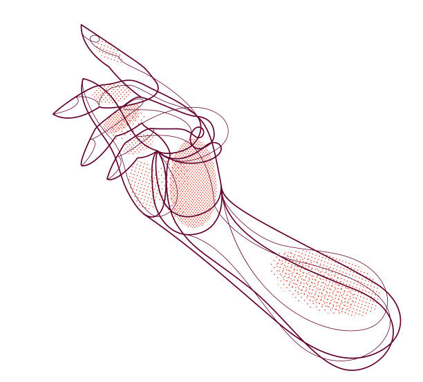 女人的手指指点点或按按钮矢量线性插图孤立，女人的手绘线条艺术。图片下载