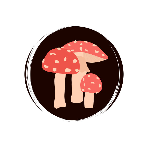 可爱的标志或图标矢量与红色蘑菇与白色的点，说明圈的社交媒体的故事和亮点图片下载
