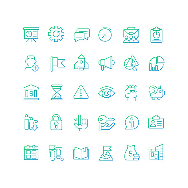 管理像素完美的梯度线性矢量图标集图片下载