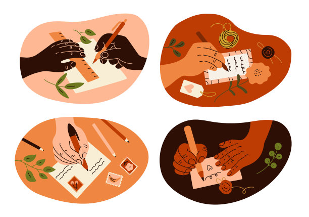 手写在纸上的卡通手臂组成图片下载