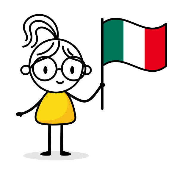 高举意大利国旗的女子被隔离在白色图片下载