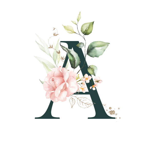 水彩金绿色腮红花字母字母符号大写A图片下载