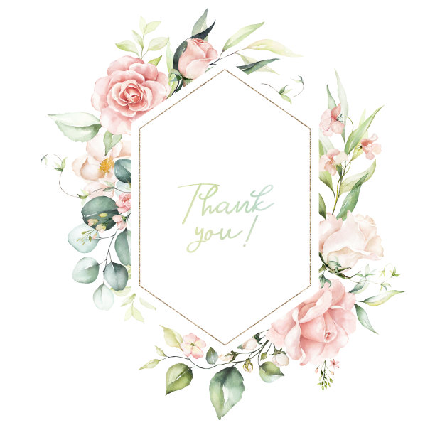 水彩花束边花圈框以鲜艳的桃红色、腮红、白色、粉红色、鲜艳的花朵、金色元素、绿叶图片下载