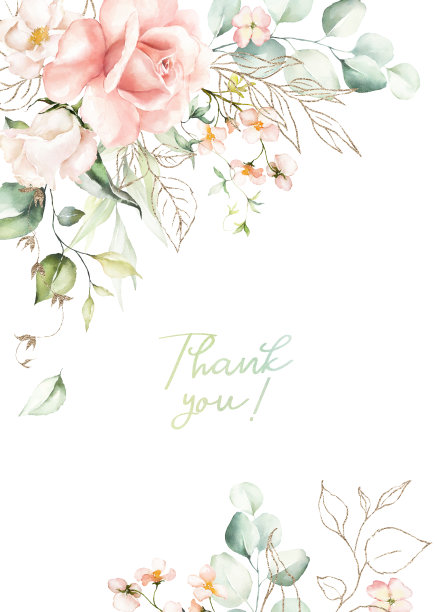 水彩花束边花圈框以鲜艳的桃红色、腮红、白色、粉红色、鲜艳的花朵、金色元素、绿叶图片下载