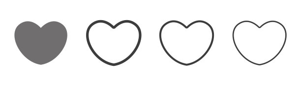 爱心图标设置了不同的笔画图片下载