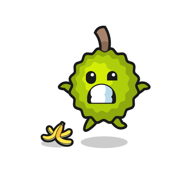 榴莲卡通被香蕉皮滑倒了图片下载