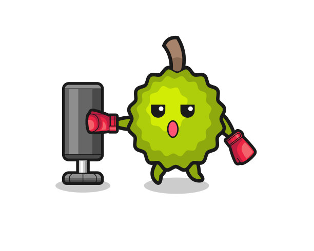 卡通榴莲拳击手用拳击训练图片下载