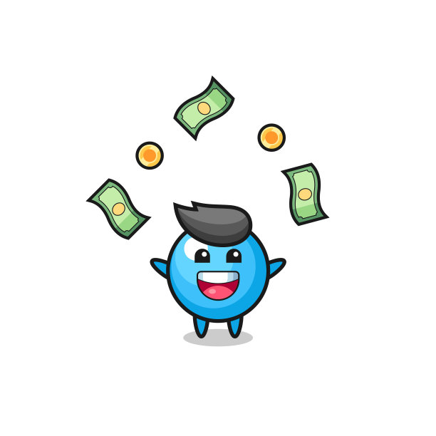 口香糖球接住从天上掉下来的钱图片下载