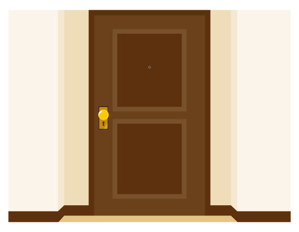 从外面看到的门的矢量插图。图片下载