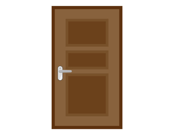 从外面看到的门的矢量插图。图片下载
