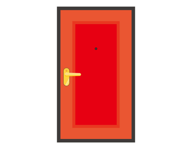 从外面看到的门的矢量插图。图片下载
