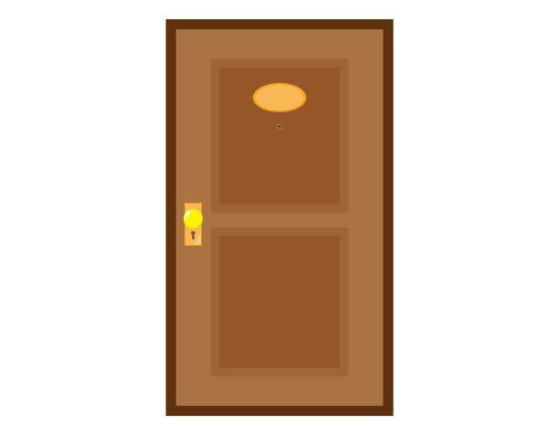 从外面看到的门的矢量插图。图片下载