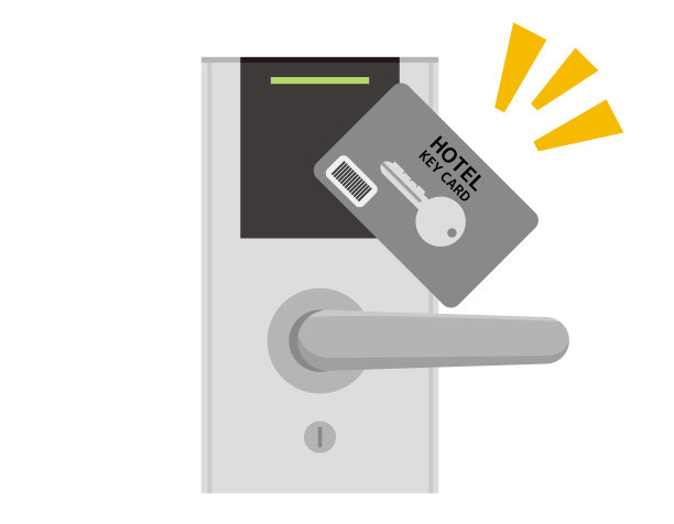 酒店门把手和钥匙卡。矢量插图。图片下载