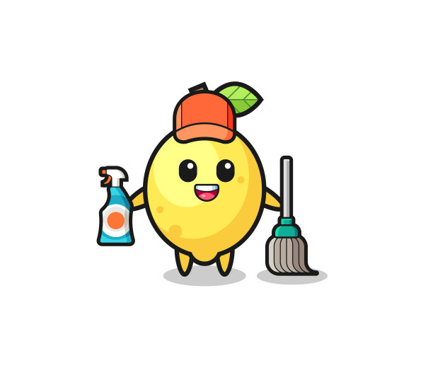 可爱的柠檬形象作为清洁服务吉祥物图片下载