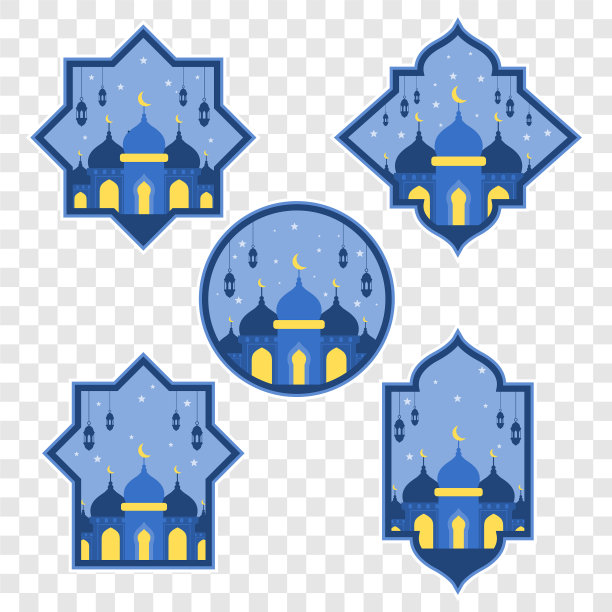 蓝色的清真寺，伊斯兰徽章，伊斯兰宗教图片下载