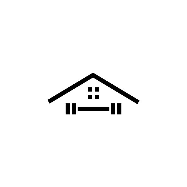 房屋杠铃举重标志设计模板图片下载