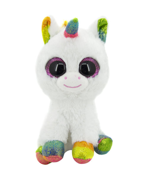 白色毛绒独角兽玩具孤立在白色背景图片下载