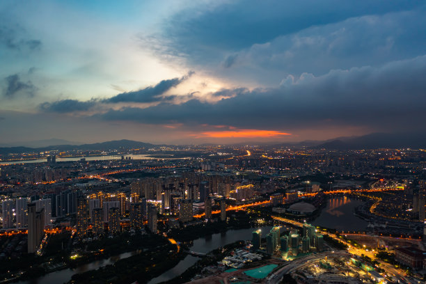城市夜光航拍图片下载