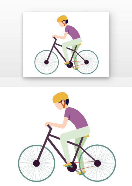 世界骑行日矢量骑自行车的人骑黑色自行车图片下载