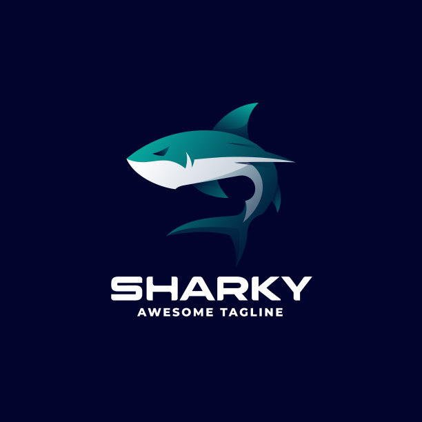 Logo鲨鱼渐变彩色风格图片下载