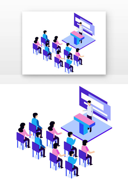 矢量演讲和台下听演讲的人室内演讲讲台座椅图片下载