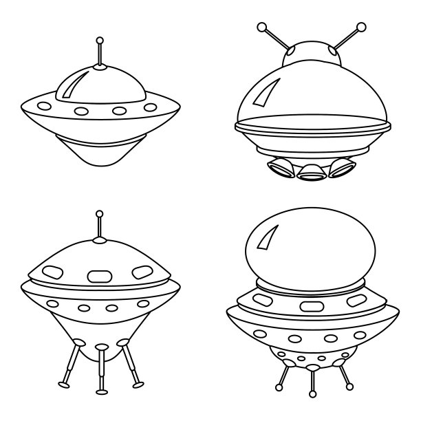 UFO图标集外星人轮廓航天器图片下载