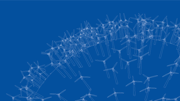 圆形星球上的电动风力涡轮机图片下载